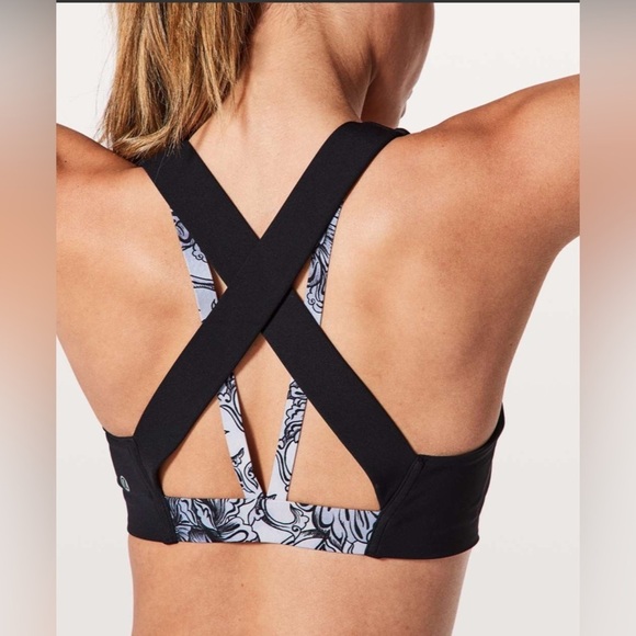 Lululemon Sweat Times Bra Hanakotoba Starlight Black yoga athletic stretch 4 - Picture 1 of 4